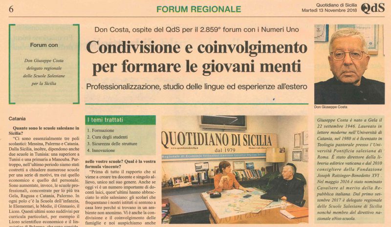 Intervista del Quotidiano di Sicilia a don Giuseppe Costa